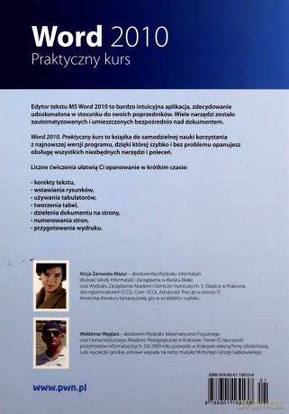 Word 2010 Praktyczny Kurs - Alicja Żarowska-Mazur, Waldemar Węglarz [KSIĄŻKA]