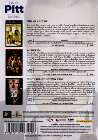 Gwiazdy kina: Brad Pitt 2 - Thelma i Louise / Kalifornia / Podziemny krąg BOX [3DVD]