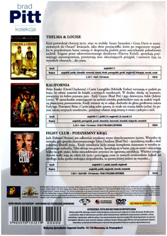Gwiazdy kina: Brad Pitt 2 - Thelma i Louise / Kalifornia / Podziemny krąg BOX [3DVD]