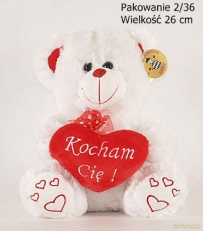 Miś biały z sercem Kocham Cię