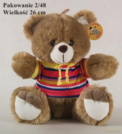 Miś w kolorowej koszulce średni