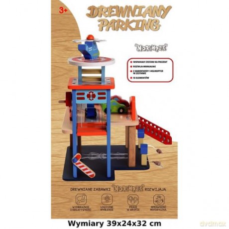 Parking drewniany z windą i lotniskiem