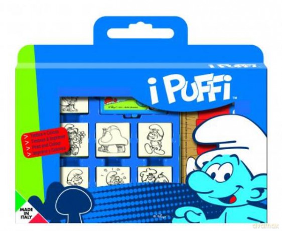 Pieczątki w walizce Smerfy