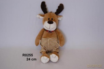Renifer w spodenkach w paski