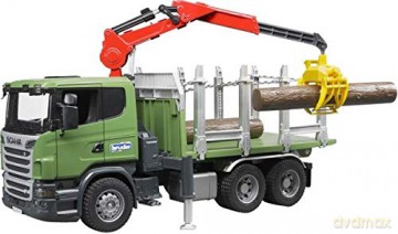 Scania R z dźwigiem, przyczepą i pniami