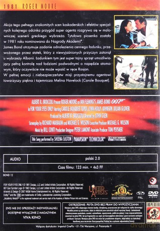 007 James Bond (12): Tylko dla twoich oczu [DVD]
