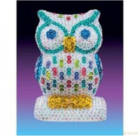 Sequin Owl Sowa - figurka z cekinów