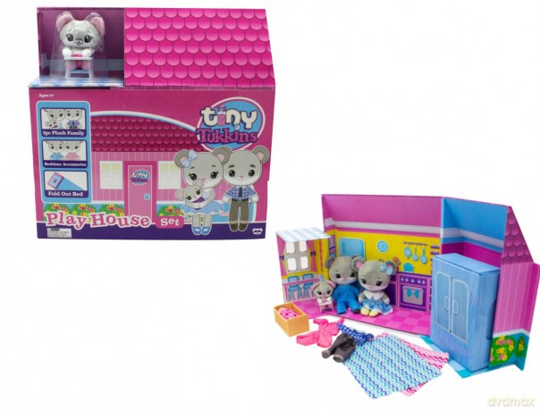Tiny Tukkins domek delux + 3 pluszowe myszki (Rodzina myszek w domku) [ZABAWKA]