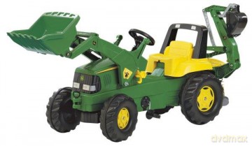 Traktor John Deere z łyżką i koparką