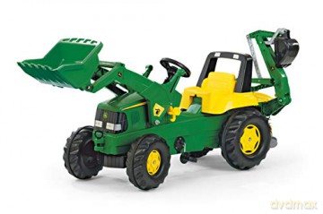 Traktor John Deere z łyżką i koparką