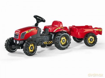 Traktor Rolly Kid czerwony z przyczepą