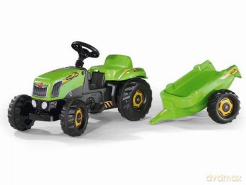 Traktor Rolly Kid zielony z przyczepą