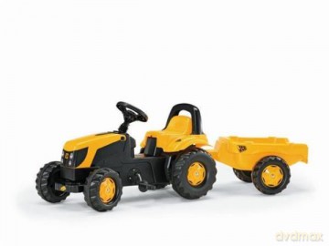 Traktor Rolly Kid żółty z przyczepą