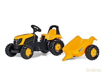 Traktor Rolly Kid żółty z przyczepą