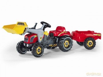 Traktor Rolly z łyżką i przyczepą czerwony
