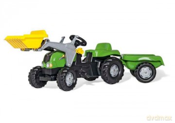 Traktor Rolly zielony z łyżką i przyczepą