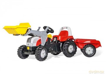 Traktor Steyr na pedały z łyżką i przyczepą