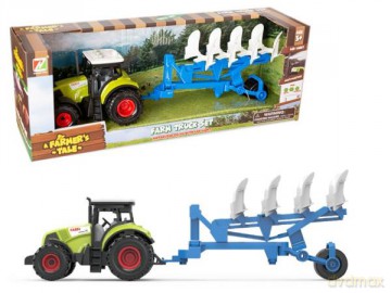 Traktor z maszyna rolniczą światło dźwięk