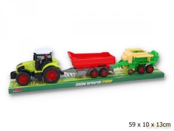 Traktor z maszynami rolniczymi pod kloszem