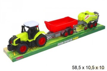 Traktor z maszynami rolniczymi pod kloszem