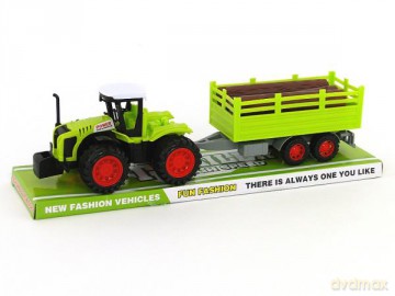 Traktor z przyczepą i napędem pod kloszem