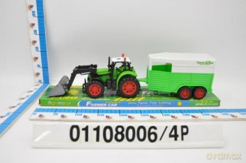 Traktor z przyczepą pod kloszem