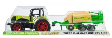 Traktor z przyczepą pod kloszem