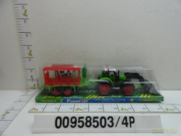 Traktor z przyczepą pod kloszem