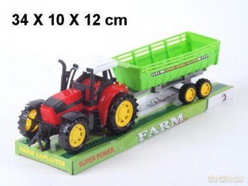 Traktor z przyczepą pod kloszem