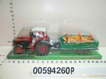 Traktor z przyczepą pod kloszem