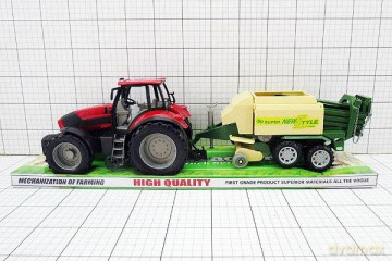 Traktor z przyczepą rolnicza pod kloszem