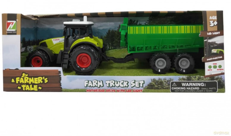 Traktor z przyczepą z dźwiękiem i światłami