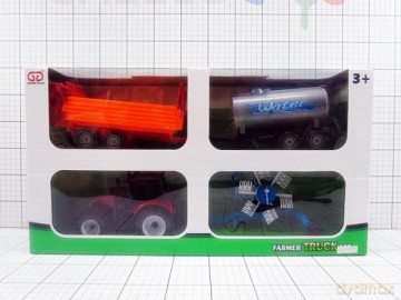 Traktor z zestawem przyczep
