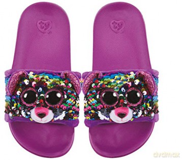 TY Fashion Sequins cekinowe kapcie DOTTY- lampart, rozmiar L