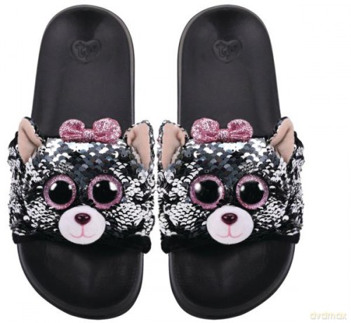 TY Fashion Sequins cekinowe kapcie KIKI- kot rozm.L