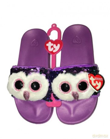 TY Fashion Sequins cekinowe kapcie MOONLIGHT - sowa rozm.M