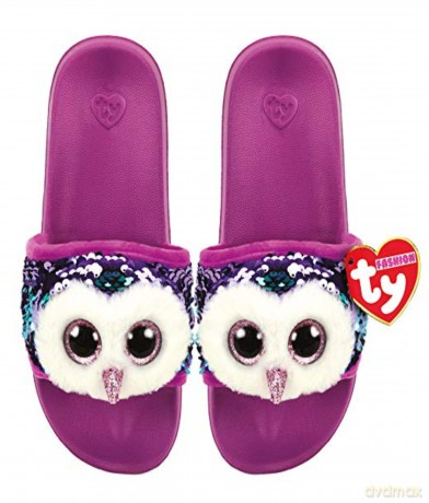 TY Fashion Sequins cekinowe kapcie MOONLIGHT - sowa rozm.M