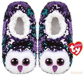 TY Fashion Sequins MOONLIGHT cekinowe pantofle sowa roz: L
