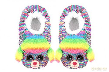 TY Fashion Sequins RAINBOW cekinowe pantofle pudel roz: L