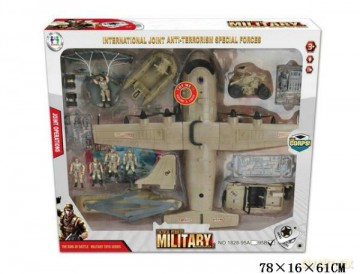 Zestaw militarny z samolotem wojskowym w pudełku