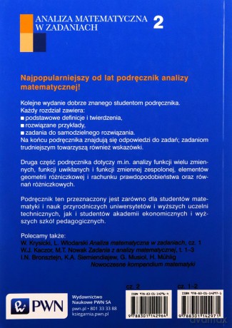 Analiza Matematyczna W Zadaniach Cz.2 /w.27-3d/ - W.Krysicki, L.Włodarski [KSIĄŻKA]