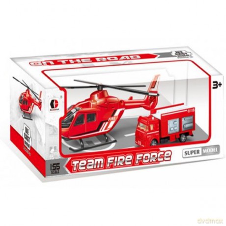 Zestaw straż, helikopter + auto metal