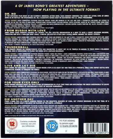 007 James Bond Kolekcja: Żyj i pozwól umrzeć / Pozdrowienia z Rosji / Śmierć Nadejdzie Jutro / Tylko Dla Twoich Oczu / Dr. No / Operacja Piorun [BOX] [6xBlu-Ray]