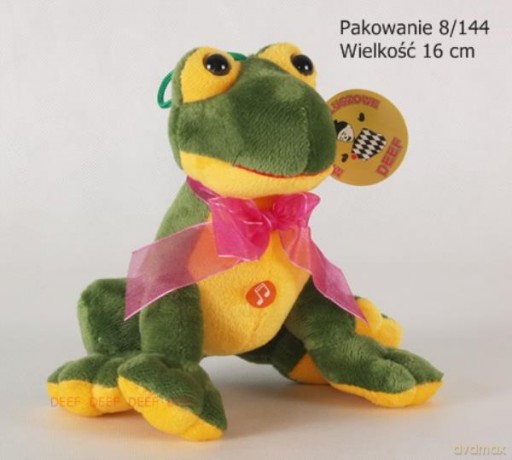 Żabka z różową wstążką