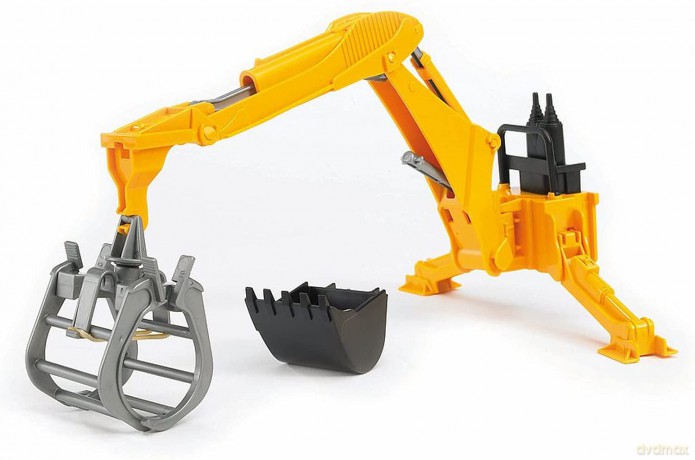 Żuraw z chwytakiem i łyżką - żółty