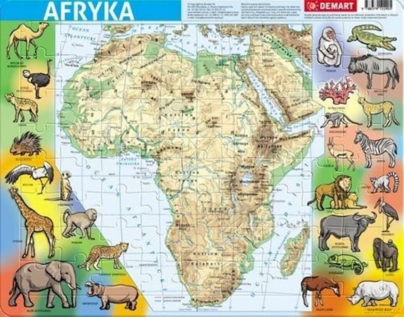 Puzzle ramkowe. Afryka fizyczna. Mapa fizyczna [PUZZLE]