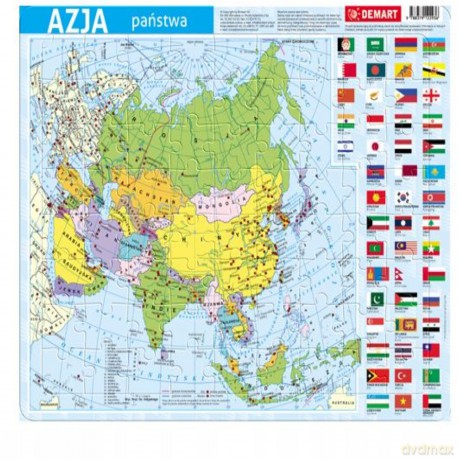 Puzzle ramkowe. Azja. Mapa polityczna [PUZZLE]