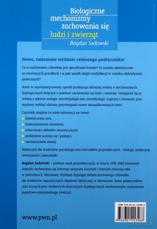 Biologiczne Mechanizmy Zachowania Się Ludzi Zwierząt /w.3/ - Bogdan Sadowski [KSIĄŻKA]