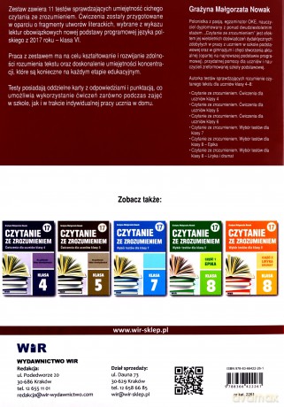 Czytanie ze zrozumieniem dla kl. 6 SP - Grażyna Małgorzata Nowak [KSIĄŻKA]