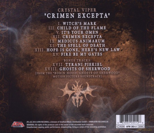 Crystal Viper: Crimen Excepta [CD]